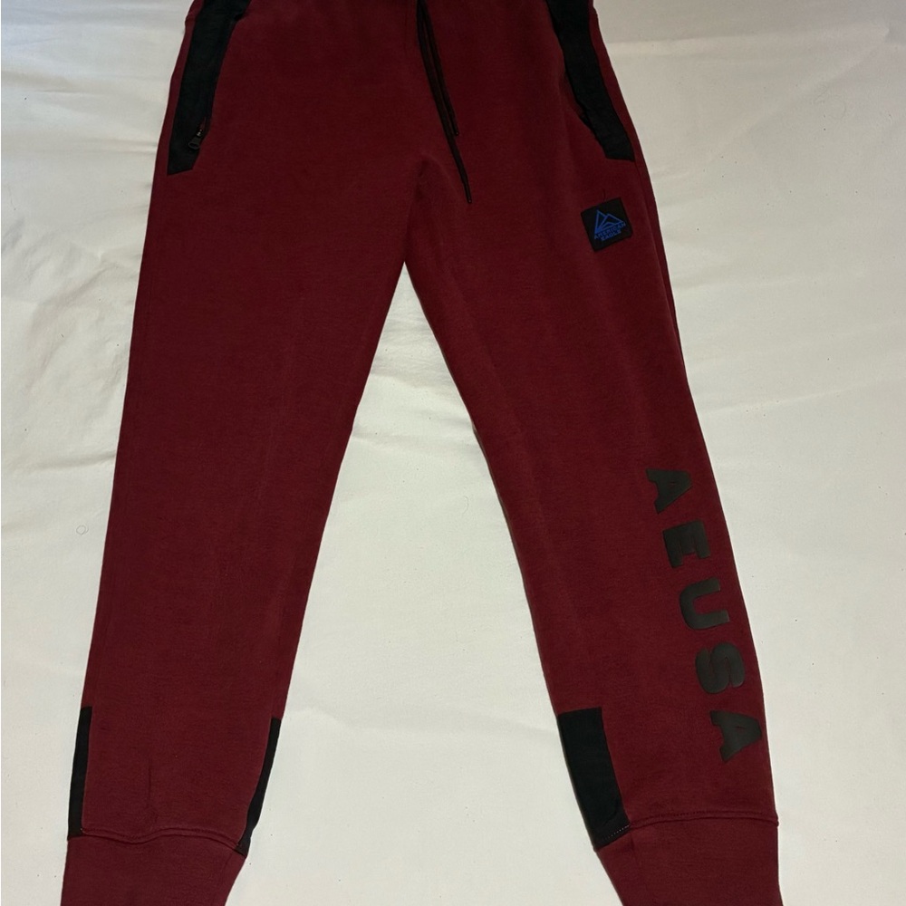 American Eagle Outfitters Burgundy Joggers (Red and Black)